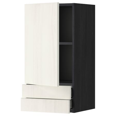 Навесной шкаф с дверцей, 2 ящика МЕТОД / МАКСИМЕРА, черный, Росдаль белый