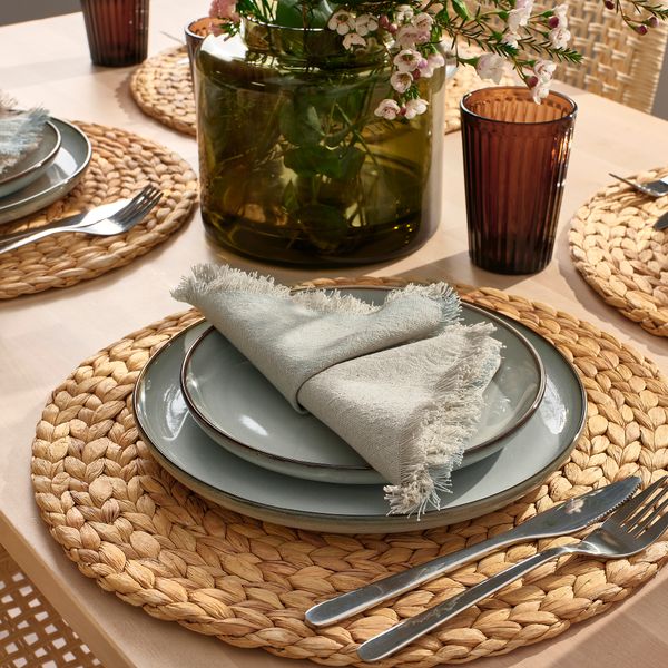 Салфетка, бежевый, голубой, 35x35 см IKEA NISSÖGA 805.550.34 - фото 6