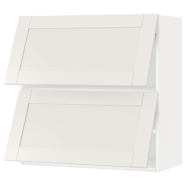 Навесной шкаф, 2 дверцы, горизонтал, белый/Сэведаль белый 80x80 см IKEA МЕТОД 992.232.47 - схема-чертеж с размерами
