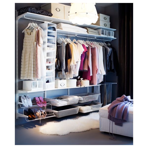 Настенная шина, штанга, модуль для обуви АЛЬГОТ, белый (256x41x199 см) - схема-чертеж с размерами