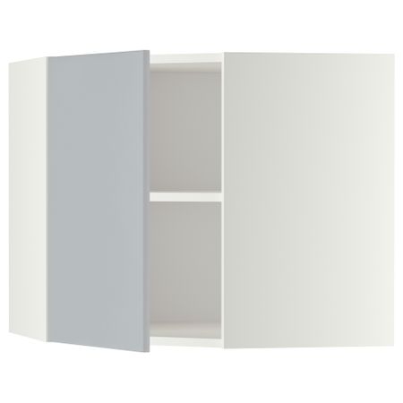 Угловой навесной шкаф с полками, 68x60 см, белый, Veddinge серый IKEA METOD МЕТОД 799.179.94