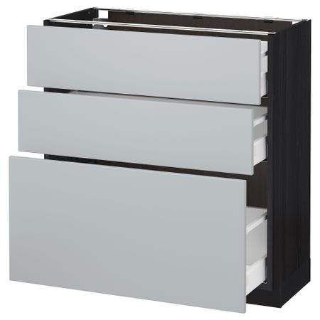 Напольный шкаф с 3 ящиками МЕТОД / МАКСИМЕРА, черный, Веддинге серый