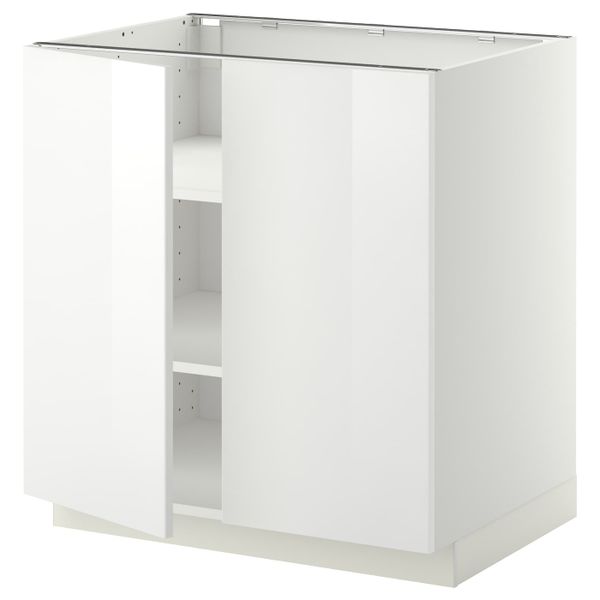 Напольный шкаф с полками/2двери, белый/Рингульт белый 80x60 см IKEA METOD МЕТОД 292.236.51 - схема-чертеж с размерами