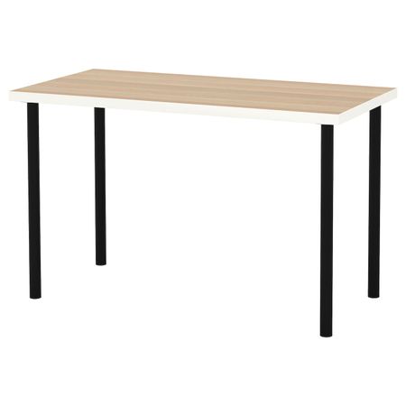 Стол, белый под беленый дуб/черный 120x60 см IKEA LINNMON ЛИННМОН / ADILS АДИЛЬС 493.047.45