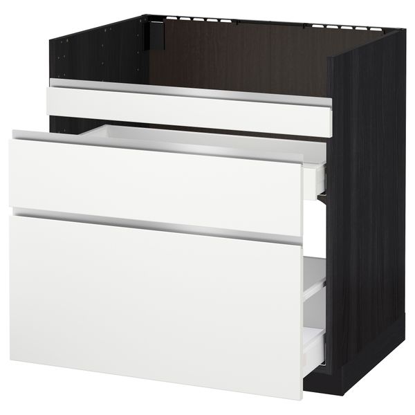 Напольный шкаф под мойку ДУМШЁ, 3 фасада, 2 ящика МЕТОД / МАКСИМЕРА, черный, Нодста белый - схема-чертеж с размерами
