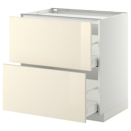 Напольный шкаф, 2 фронтальных панели, 3 ящика МЕТОД / МАКСИМЕРА, белый, Рингульт кремовый