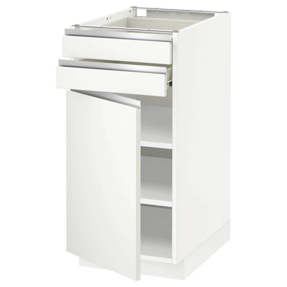 Напольный шкаф с дверцей, 2 ящиками МЕТОД / ФОРВАРА, белый, Нодста белый - схема-чертеж с размерами