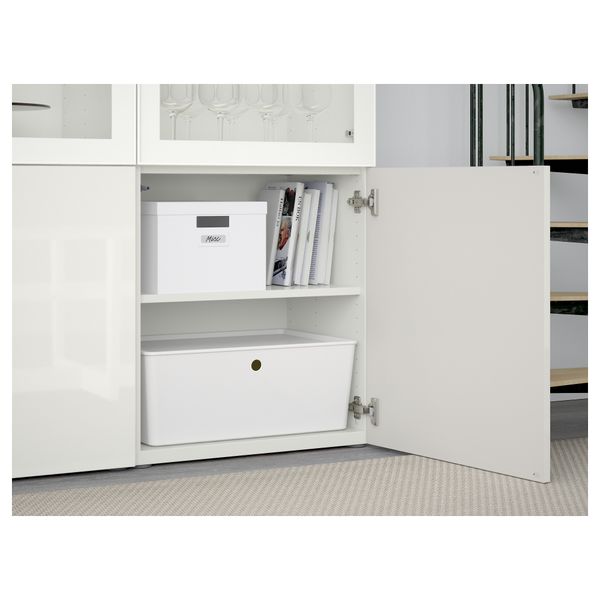 Комбинация для хранения со стеклянными дверцами БЕСТО, белый, Сельсвикен глянцевый/белый прозрачное стекло (120x40x192 см) - схема-чертеж с размерами