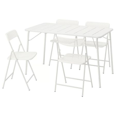TORPARÖ Стол+4 складных стула, д/сада - белый/белый 130x74 см