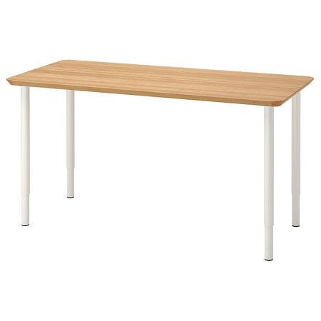 Письменный стол, бамбук/белый 140x65 см IKEA ANFALLARE АНФАЛЛАРЕ / OLOV ОЛОВ 794.177.03