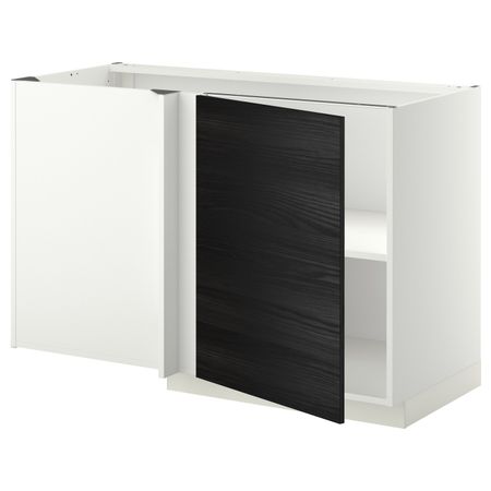 Угловой напольный шкаф с полкой, белый, Тингсрид черный 128x68 см IKEA МЕТОД 492.247.44