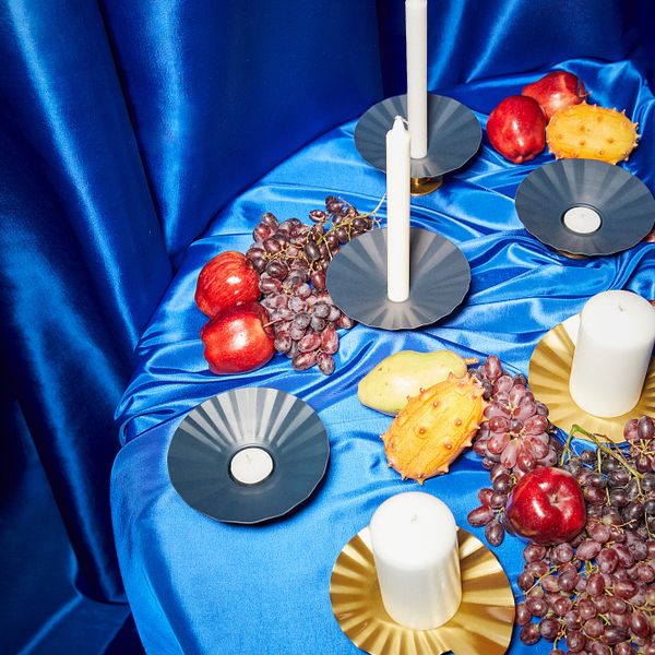 Подсвечник для/обычн/греющей свечи,2шт., синий/золотой IKEA KARISMATISK КАРИСМАТИСК 004.992.16 - фото 3