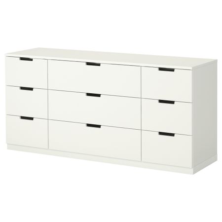 Комод с 9 ящиками НОРДЛИ, белый (160x75 см)
