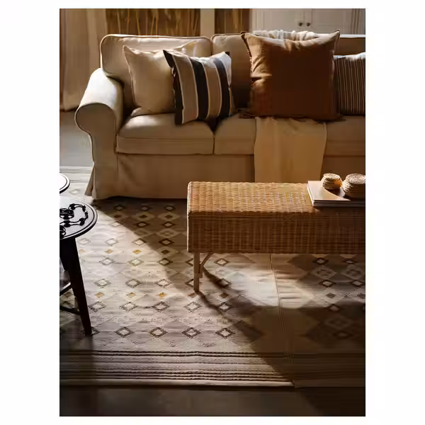 VÄGNÄT ВЭГНЭТ Ковер, безворсовый - белый с оттенком серый/ручная работа 170x240 см - фото 6