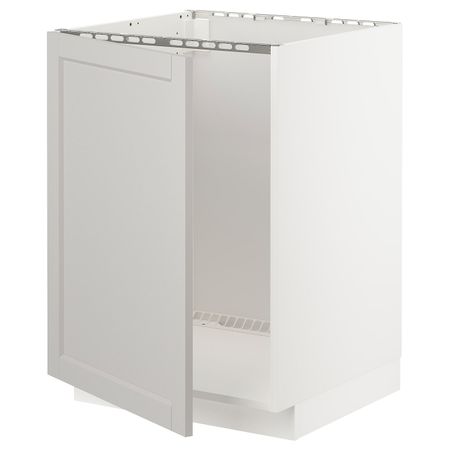 Напольный шкаф для раковины, белый/Лерхюттан светло-серый 60x60 см IKEA METOD МЕТОД 992.730.58