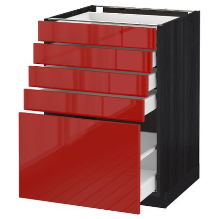 Напольный шкаф с 5 ящиками МЕТОД / МАКСИМЕРА, черный, Рингульт красный
