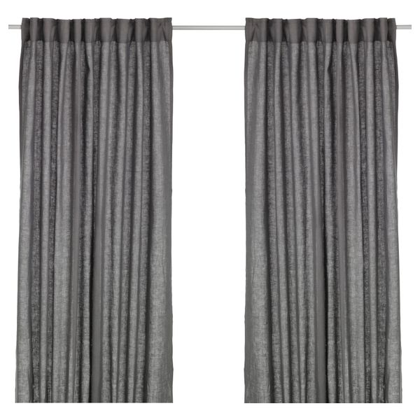 Гардины, 1 пара АЙНА, темно-серый (145x300 см) - фото 1