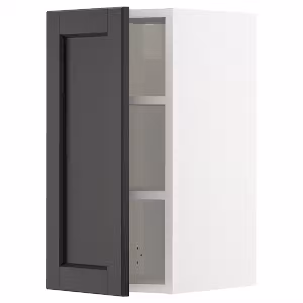 METOD Навесной шкаф с полками - белый/Lerhyttan черная морилка 30x60 см - фото 1