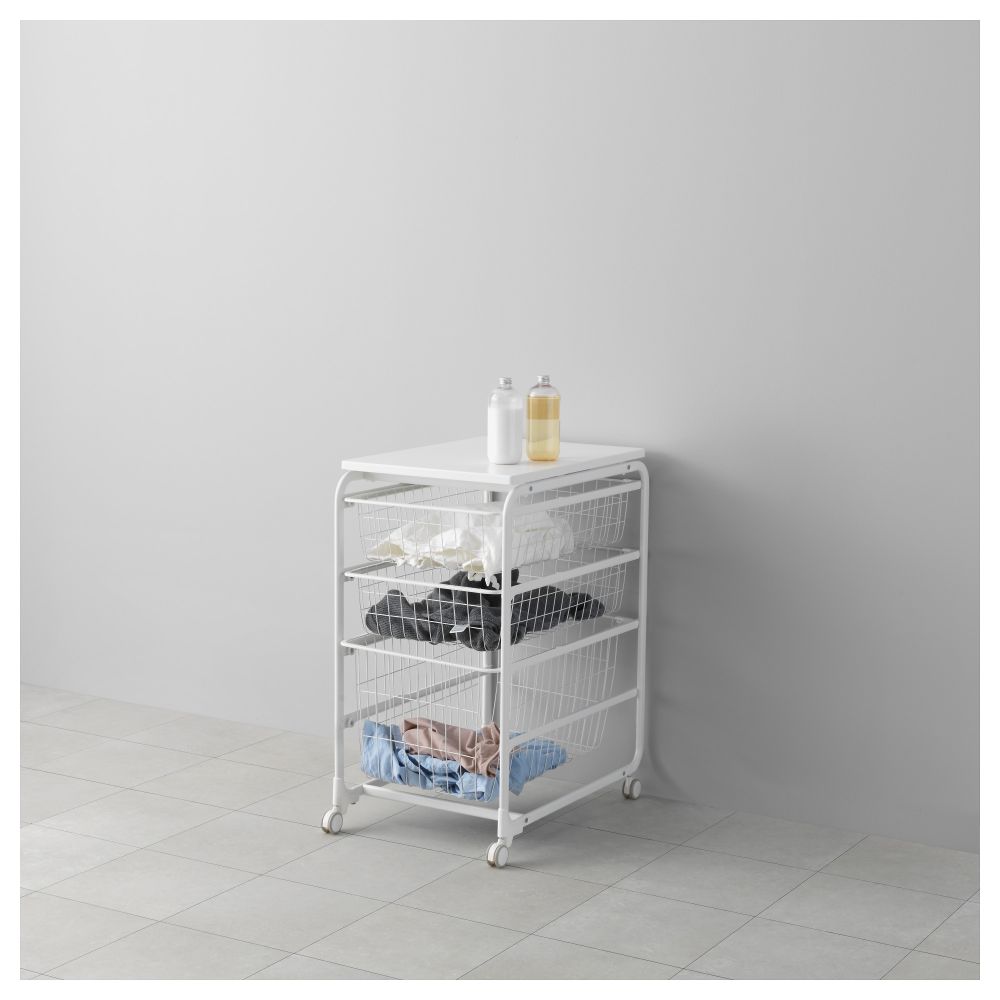 Рама, проволочная корзин, верхняя полка, колесики АЛЬГОТ, белый (41x60x78 см) - фото 1
