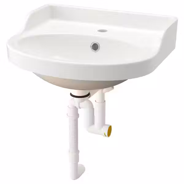 RUTSJÖN РУТШЁН Полувстраиваемая раковина с сифоном - белый 50x44 см - фото 1