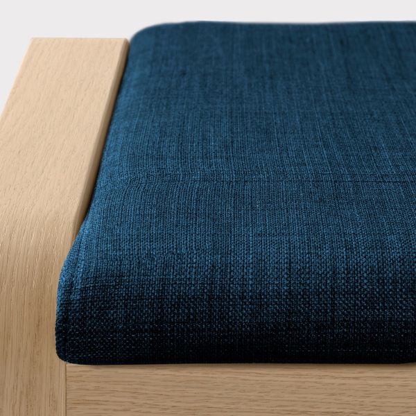 Табурет для ног, дубовый шпон, беленый/Шифтебу темно-синий IKEA POÄNG ПОЭНГ 493.984.66 - фото 3