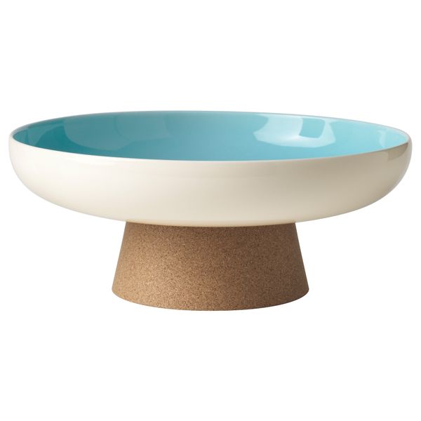 Сервировочная миска с подставкой ТИЛЛФЭЛЛЕ, синий, пробка (31 см) - фото 1