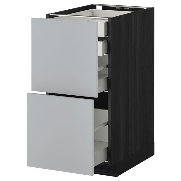 Напольный шкаф 2 фронтальные панели, 2 нижних, 1 средний, 1 высокий ящик МЕТОД / МАКСИМЕРА, черный, Веддинге серый - фото 1