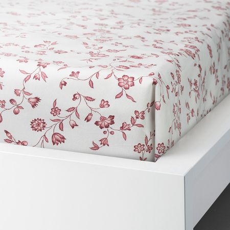 Простыня, белый, розовый, 150x220 см IKEA ХЭССЛЕКЛОККА 004.265.74