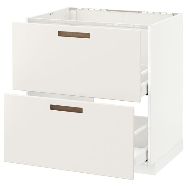 Напольный шкаф под мойку + 2 фронтальных панели, 2 ящика МЕТОД / МАКСИМЕРА, белый, Мэрста белый - схема-чертеж с размерами
