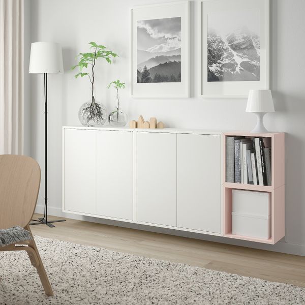 Комбинация настенных шкафов, белый/бледно-розовый 175x25x70 см IKEA EKET ЭКЕТ 894.436.07 - фото 2