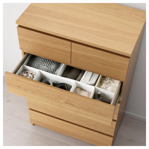 Комод с 6 ящиками МАЛЬМ, дубовый шпон (80x123 см) - схема-чертеж с размерами