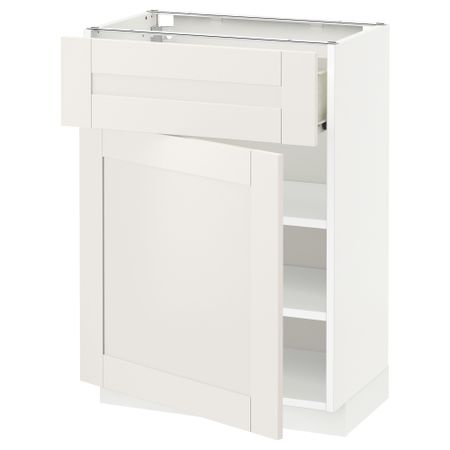 Напольный шкаф с ящиком, дверью МЕТОД / ФОРВАРА, белый, Сэведаль белый
