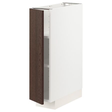 Напольный шкаф с полками, белый/Синарп коричневый 20x60 см IKEA METOD МЕТОД 394.042.36