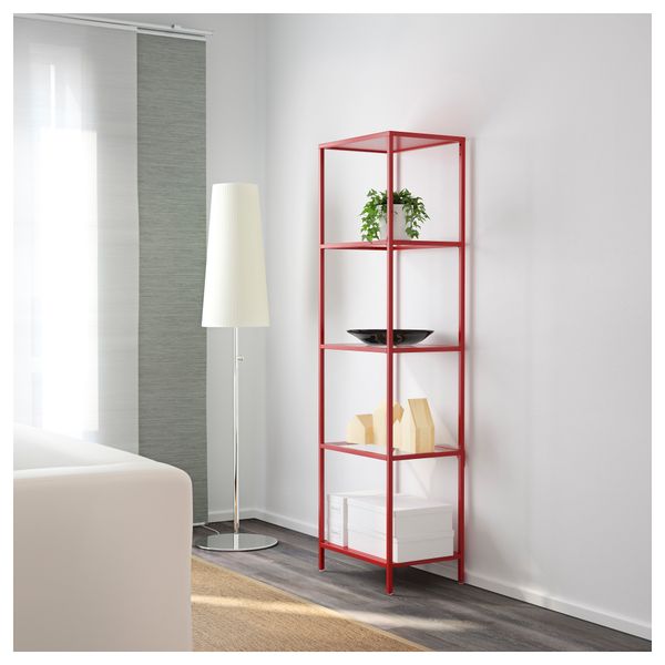 Стеллаж ВИТШЁ, красный, стекло (51x175 см) - схема-чертеж с размерами