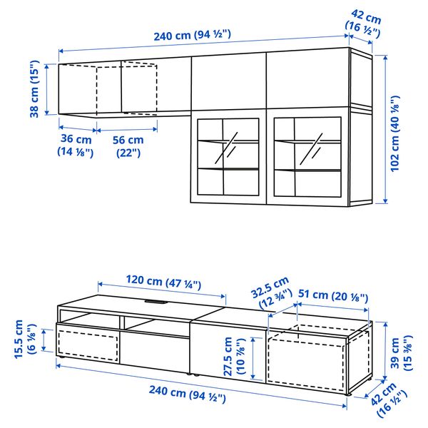 IKEA в интерьере - схема-чертеж с размерами