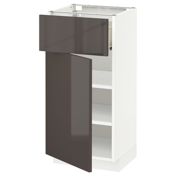 Напольный шкаф с ящиком, дверью МЕТОД / ФОРВАРА, белый, Рингульт серый - схема-чертеж с размерами