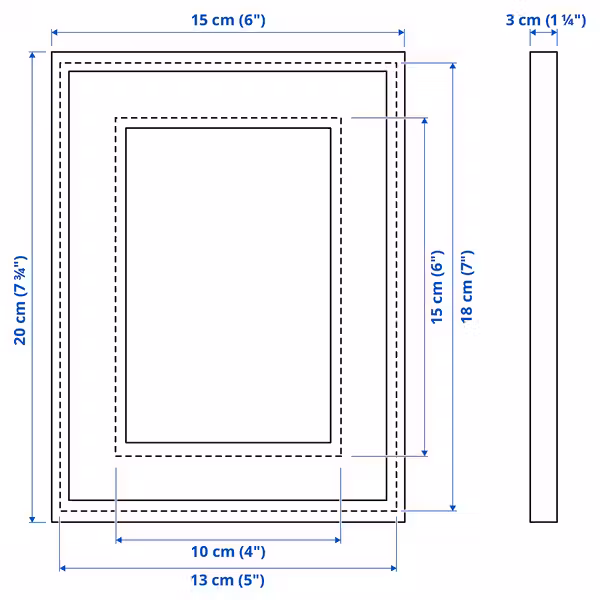 RÖDALM РЁДАЛЬМ Рама - красный 13x18 см - схема-чертеж с размерами