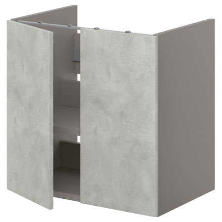 Напольный шкаф для раковины, полка, двери, 60x42x60 см, серый, под бетон IKEA BEGIVENHET БЕГИВЕНХЕТ 593.224.14