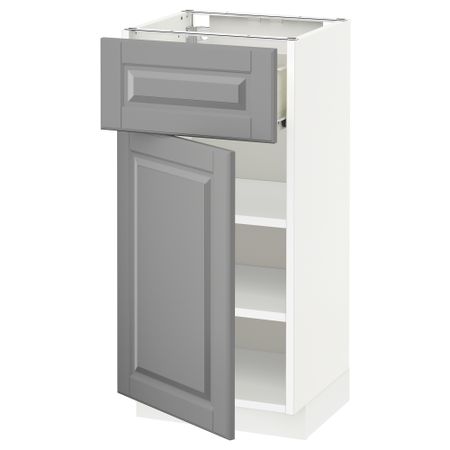Напольный шкаф с ящиком, дверью МЕТОД / ФОРВАРА, белый, Будбин серый