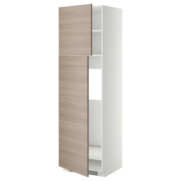 Высокий шкаф для холодильника, 2 дверцы МЕТОД, белый, Брокхульт светло-серый - схема-чертеж с размерами