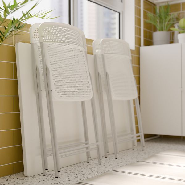 Стол + 4 складных стула, для сада, белый, белый, серый, 130 см IKEA TORPARÖ ТОРПАРЁ 894.948.66 - фото 4