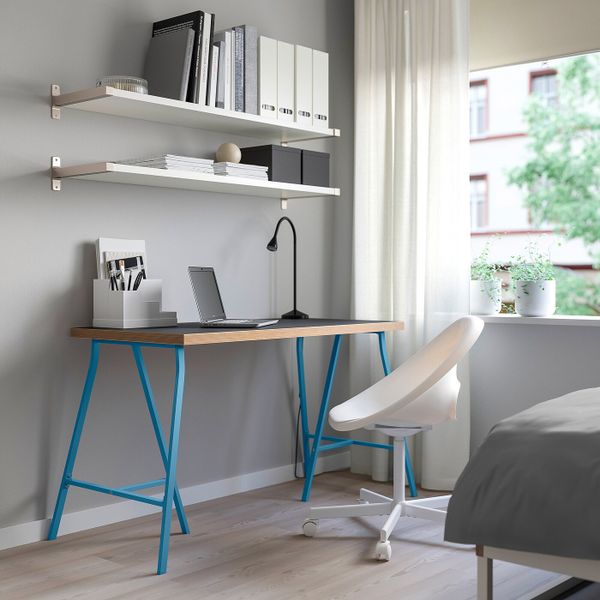 Стол, черный фанера/синий 120x60 см IKEA LINNMON ЛИННМОН / LERBERG ЛЕРБЕРГ 193.308.35 - фото 2