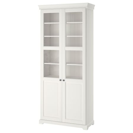 Шкаф книжный со стеклянными дверьми, 96x214 см, белый IKEA LIATORP ЛИАТОРП 190.287.54