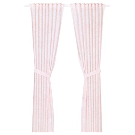 Гардины с прихватом, 1 пара ВЭНСКАПЛИГ, розовый (120x300 см)