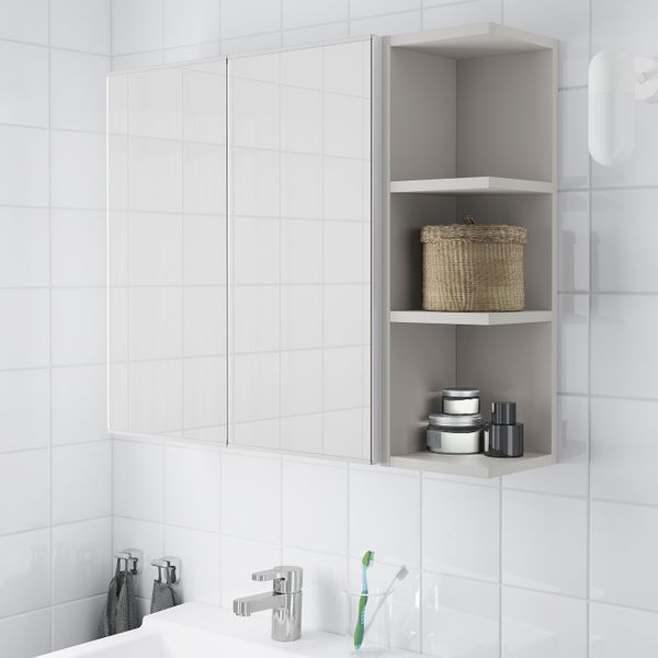 Зеркальный шкафчик с 2-мя дверцами, 1 открытыми полк, белый, серый 79x21x64 см IKEA LILLÅNGEN ЛИЛЛОНГЕН 792.425.05 - схема-чертеж с размерами