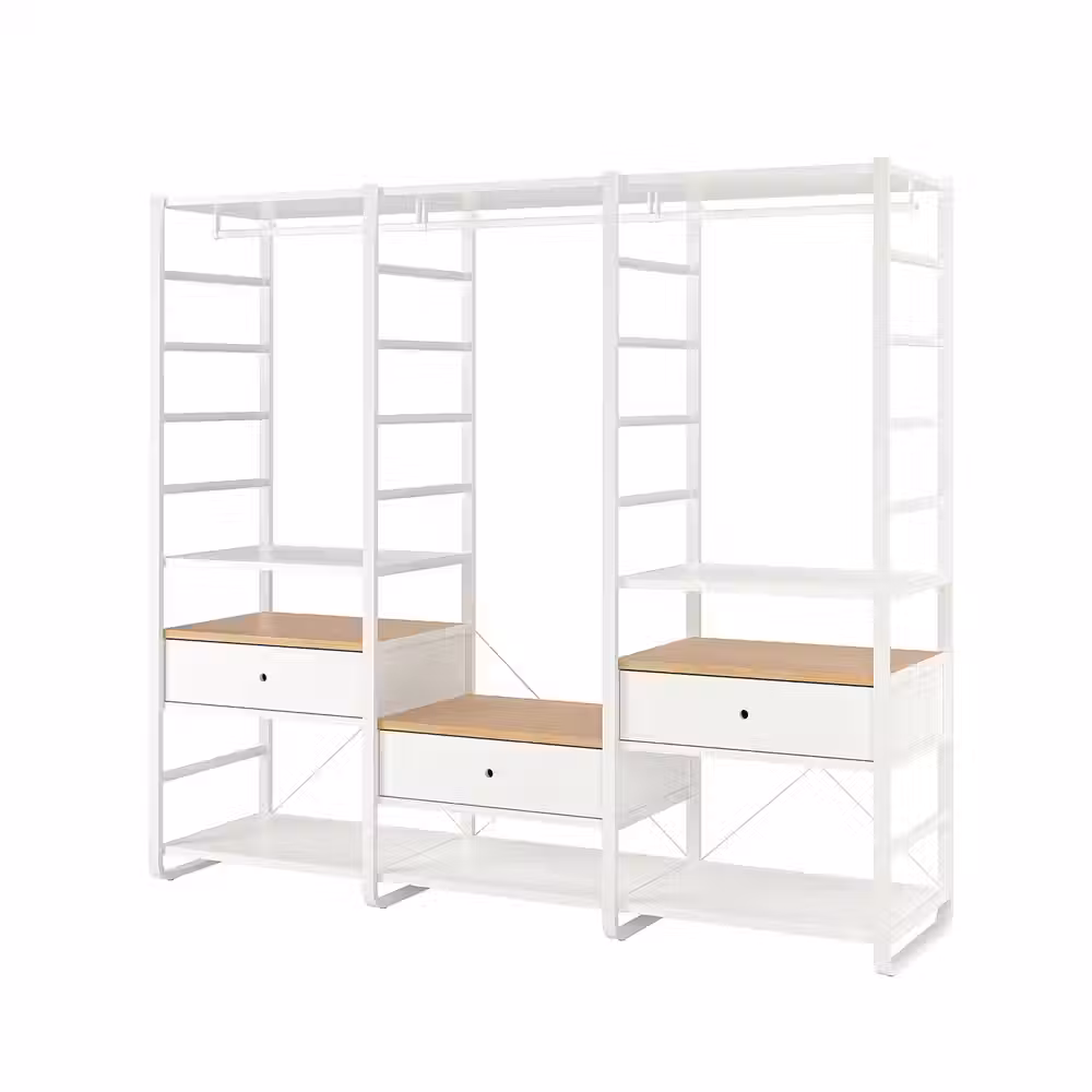 ELVARLI Гардероб, комбинация - белый/бамбук 245x55x216 см - фото 1