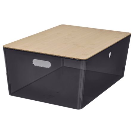 Контейнер с крышкой, прозрачный черный бамбук, 37x54x21 см IKEA KUGGIS КУГГИС 295.613.02