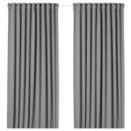 MAJGULL Гардины, блокирующие свет, 2 шт. - серый/с лентой 145x300 см
