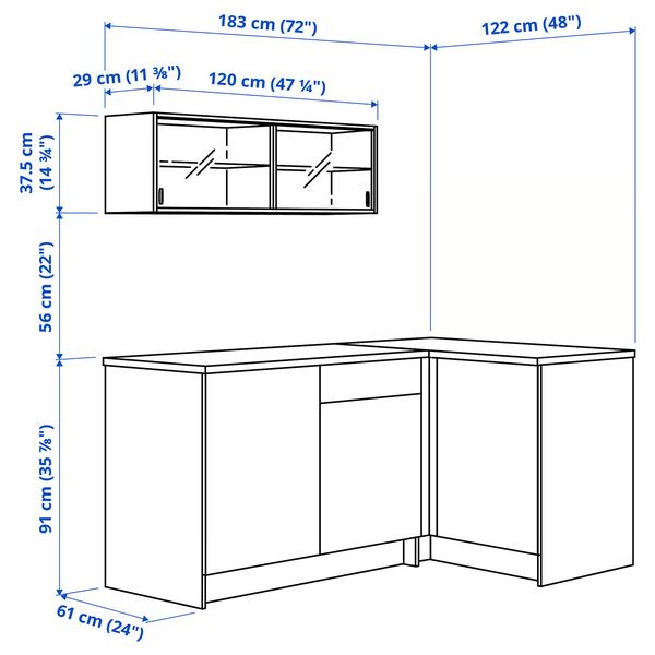 IKEA в интерьере - схема-чертеж с размерами