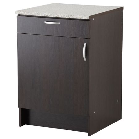 Напольный шкаф с дверью и ящиком АЛЬБРУ, черно-коричневый (60x89 см)